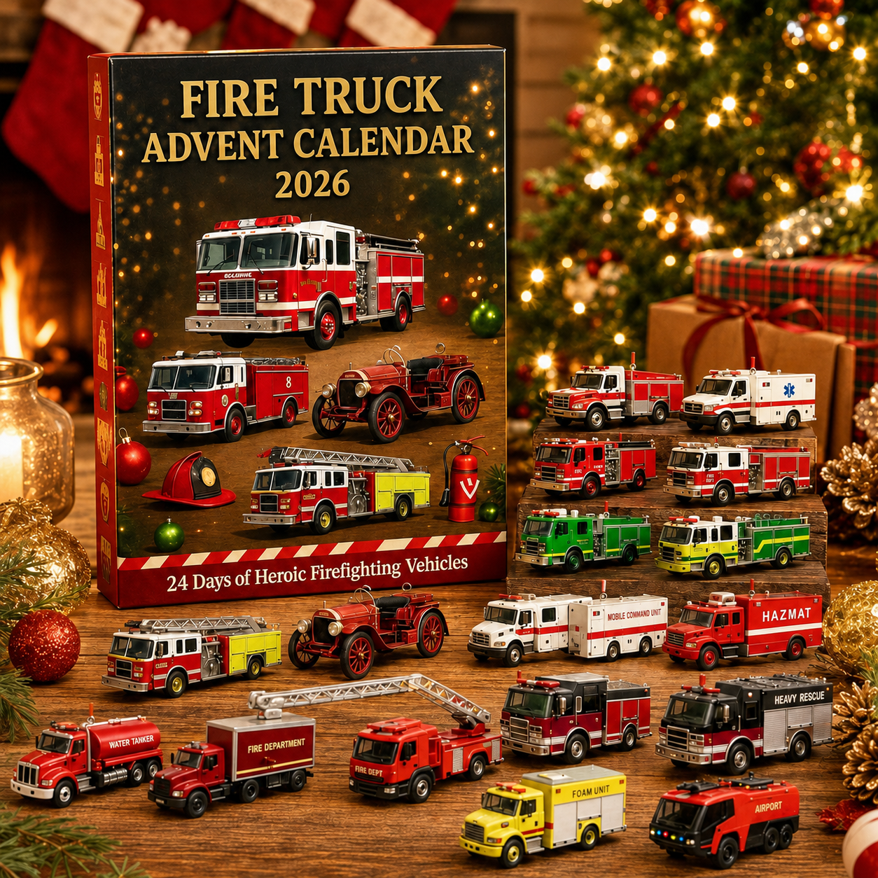 CHRISTMAS KICKOFF: 48% OFF – 2026 Fire Truck Heroes Advent Calendar – 24 Days of Unique Fire & Rescue Vehicle Surprises