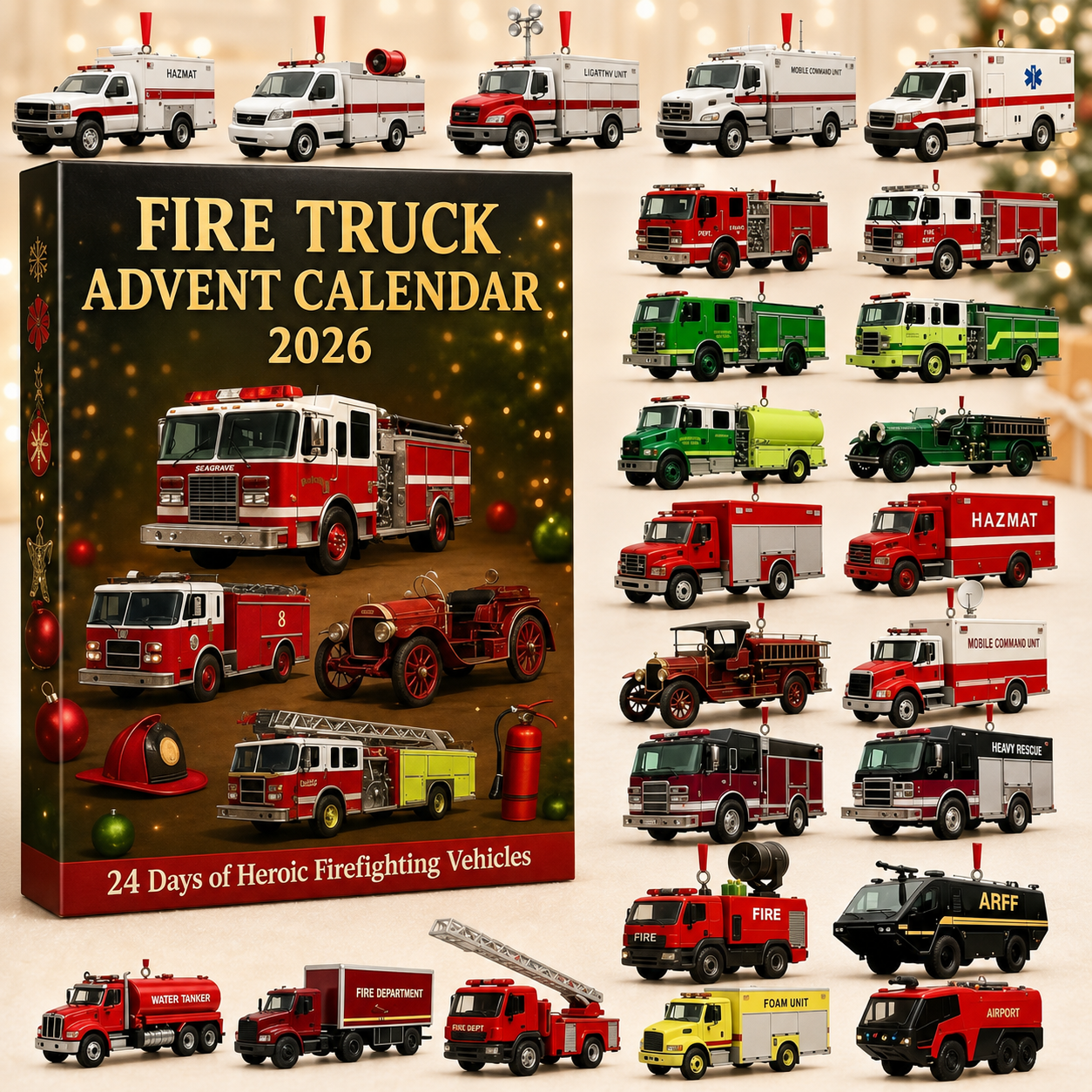 CHRISTMAS KICKOFF: 48% OFF – 2026 Fire Truck Heroes Advent Calendar – 24 Days of Unique Fire & Rescue Vehicle Surprises