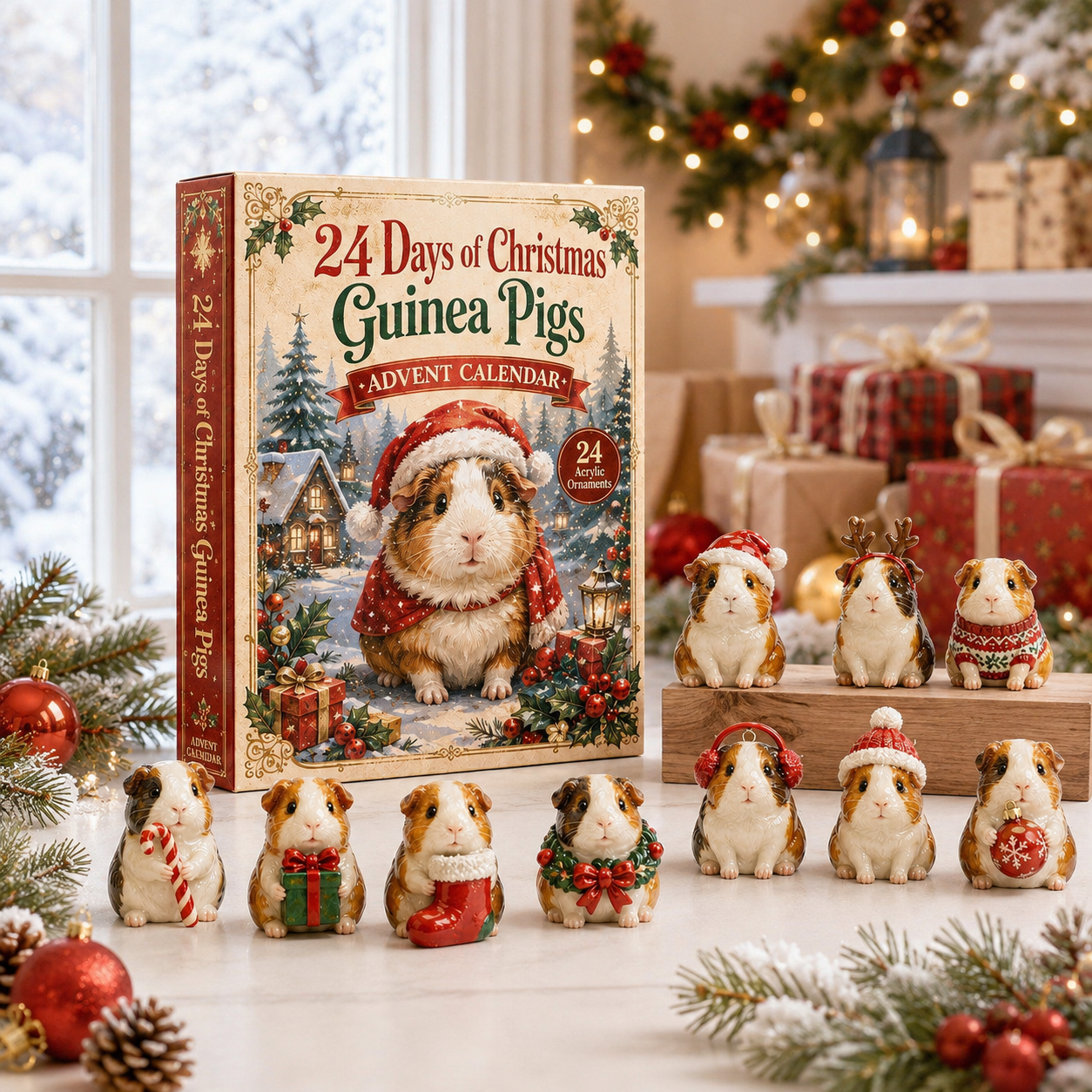 CHRISTMAS KICKOFF: 48%OFF - 2026 Guinea Pig Christmas Advent Calendar - 24 Days of Adorable Festive Surprises, Acrylic Ornaments Blind Box -Gift for Guinea Pig Lovers