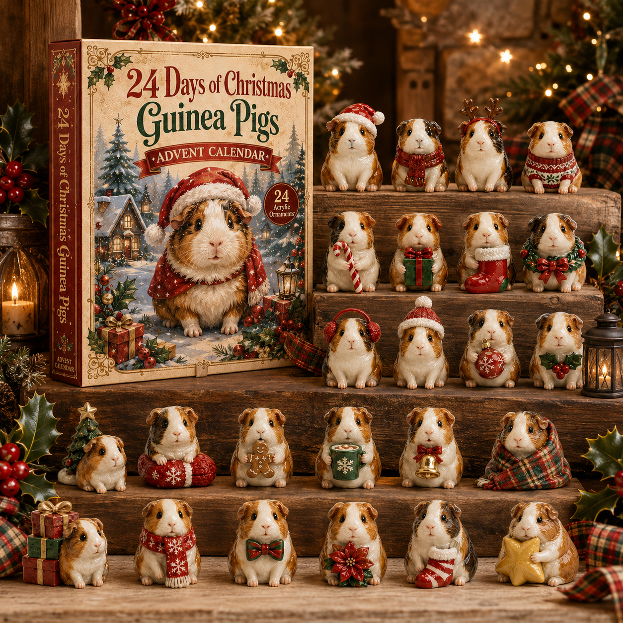 CHRISTMAS KICKOFF: 48%OFF - 2026 Guinea Pig Christmas Advent Calendar - 24 Days of Adorable Festive Surprises, Acrylic Ornaments Blind Box -Gift for Guinea Pig Lovers