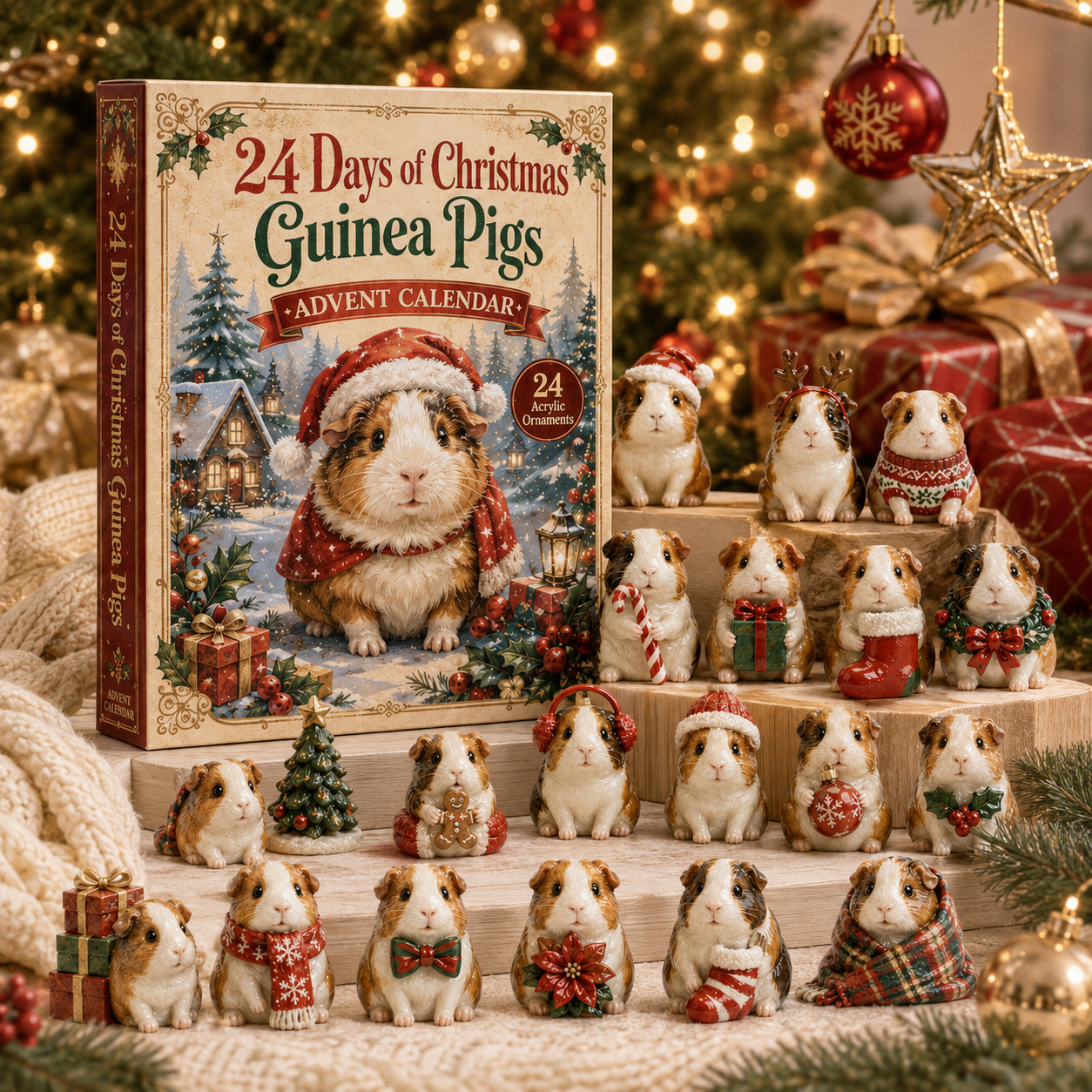 CHRISTMAS KICKOFF: 48%OFF - 2026 Guinea Pig Christmas Advent Calendar - 24 Days of Adorable Festive Surprises, Acrylic Ornaments Blind Box -Gift for Guinea Pig Lovers