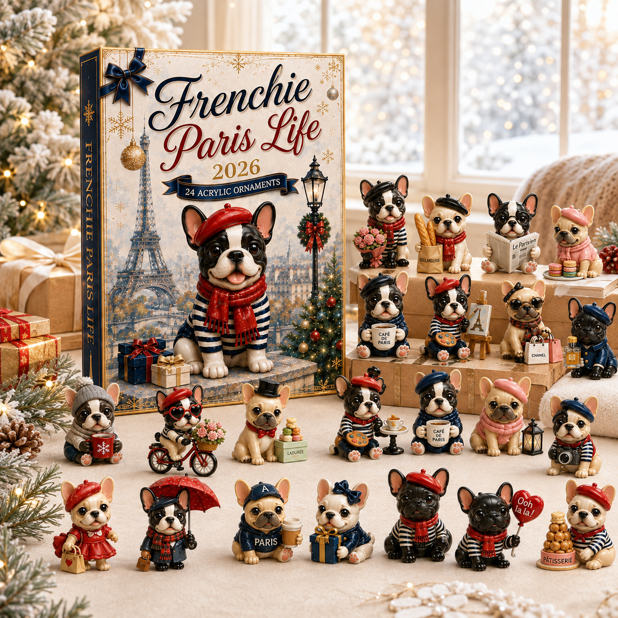 CHRISTMAS KICKOFF: 48% OFF – 2026 Frenchie in Paris Christmas Advent Calendar – 24 Days of Adorable Festive Surprises – Gift for Dog Lovers