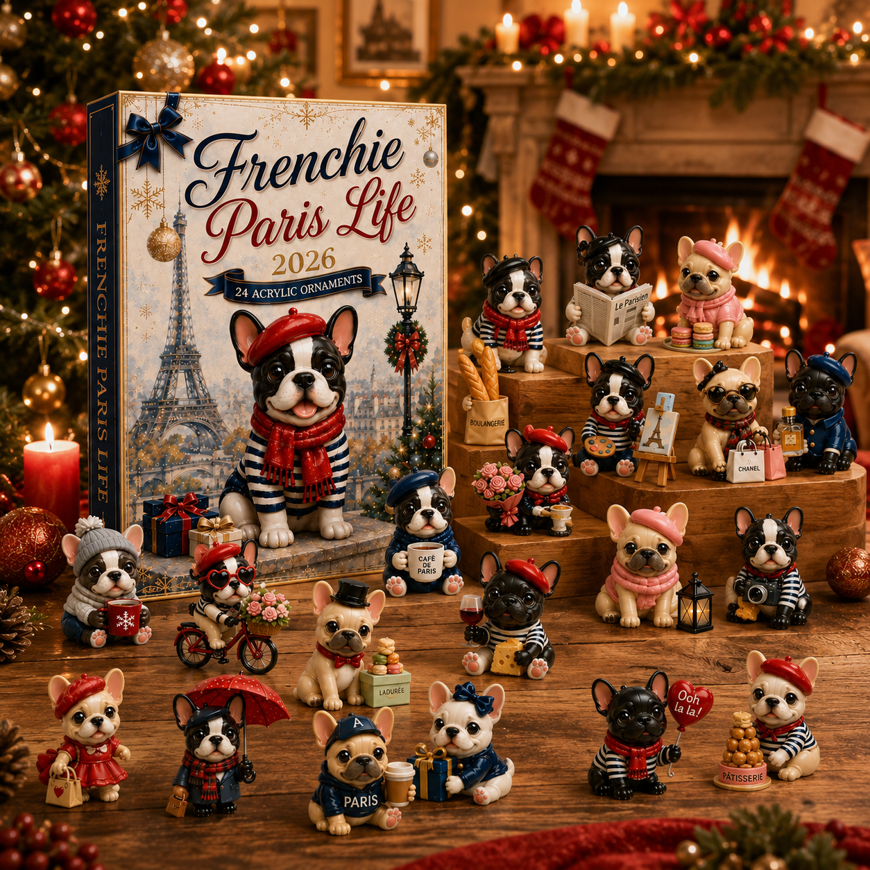 CHRISTMAS KICKOFF: 48% OFF – 2026 Frenchie in Paris Christmas Advent Calendar – 24 Days of Adorable Festive Surprises – Gift for Dog Lovers