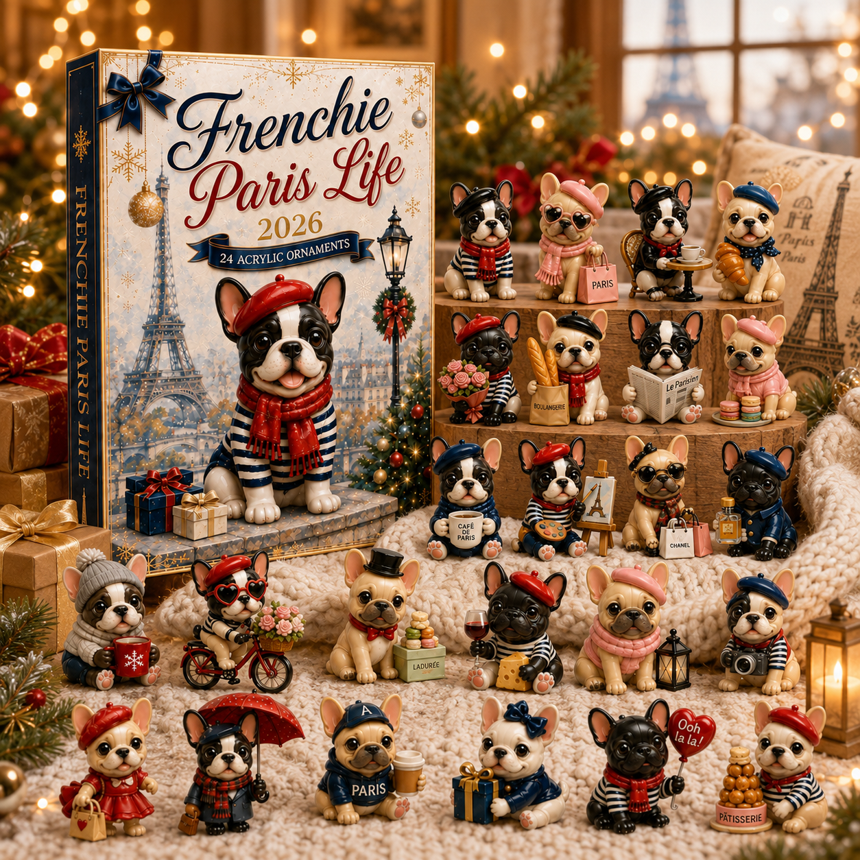CHRISTMAS KICKOFF: 48% OFF – 2026 Frenchie in Paris Christmas Advent Calendar – 24 Days of Adorable Festive Surprises – Gift for Dog Lovers