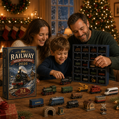 CHRISTMAS KICKOFF 49% OFF - Vintage Christmas Railway Advent Calendar 2026 - 24-Day Festive Countdown, Acrylic Charms Blind Box - Gifts for train lovers