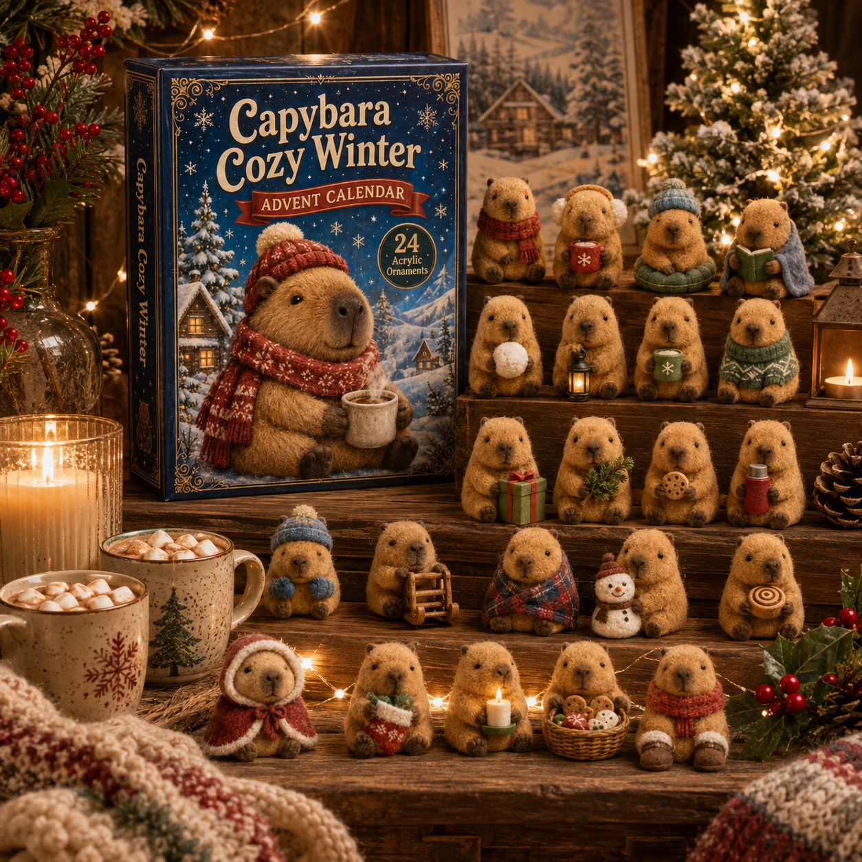 💫CHRISTMAS KICKOFF: 48% OFF – 2026 Capybara Cosy Winter Advent Calendar – 24 Days of Adorable Festive Surprises – Capybara Lovers’ Acrylic Ornaments Blind Box