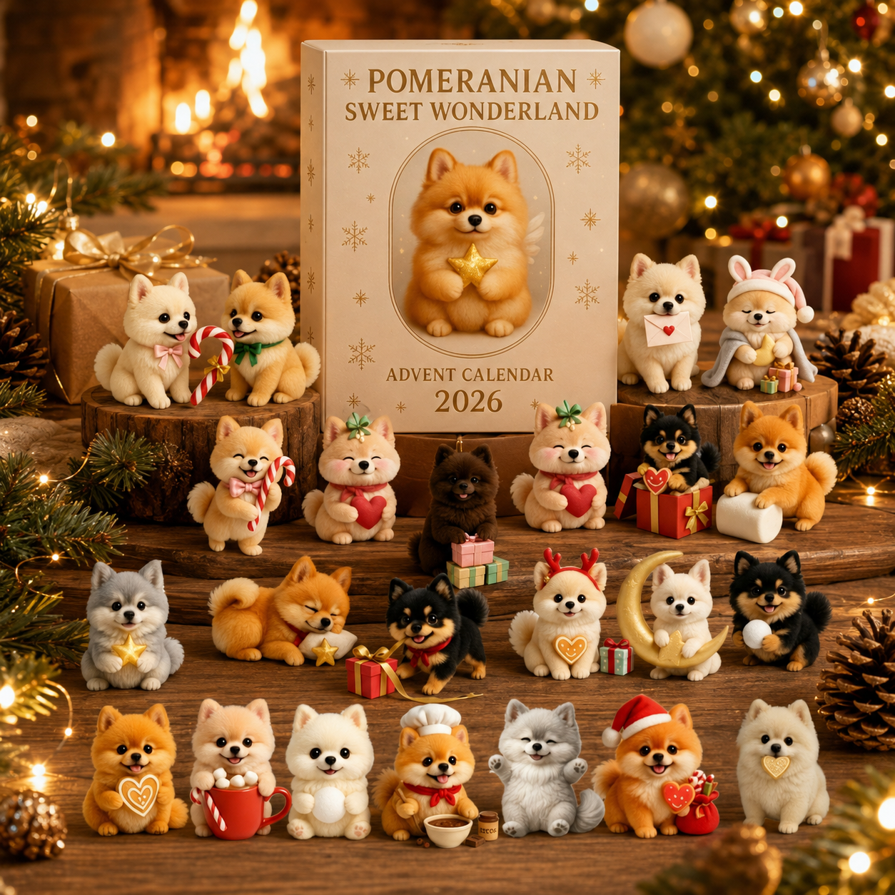 CHRISTMAS KICKOFF: 48% OFF – 2026 Pomeranian Sweet Wonderland Advent Calendar – 24 Days of Fluffy Festive Surprises, Gift for Pomeranian Lovers, Acrylic Ornaments Blind Box