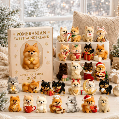 CHRISTMAS KICKOFF: 48% OFF – 2026 Pomeranian Sweet Wonderland Advent Calendar – 24 Days of Fluffy Festive Surprises, Gift for Pomeranian Lovers, Acrylic Ornaments Blind Box