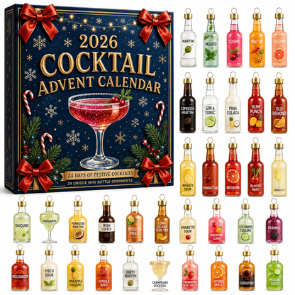 🎄 2026 Cocktail Advent Calendar – 24 Mini Cocktail Bottle Ornaments Blind Box 🍸