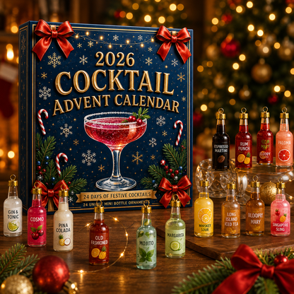🎄 2026 Cocktail Advent Calendar – 24 Mini Cocktail Bottle Ornaments Blind Box 🍸