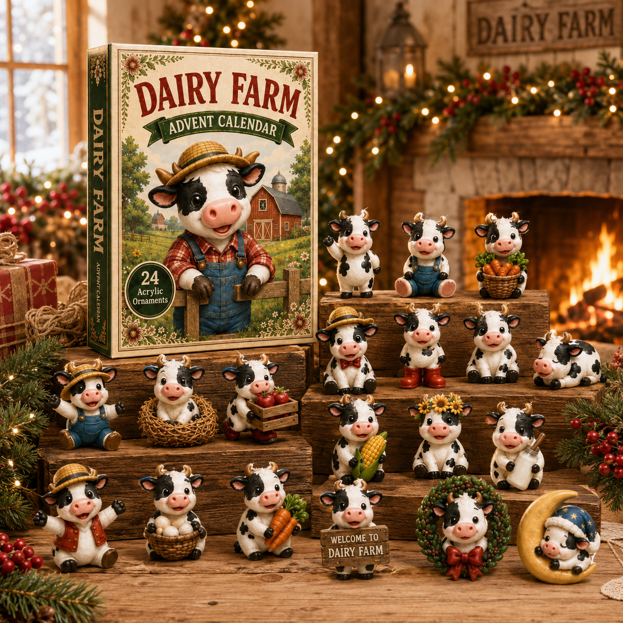 🐄🎄CHRISTMAS KICKOFF: 48% OFF – 2026 Dairy Farm Advent Calendar – Build a Cosy Christmas Farm One Cow at a Time, 24 Acrylic Ornaments Blind Box