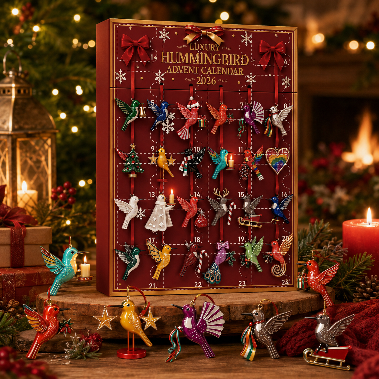 CHRISTMAS KICKOFF: 48% OFF – 2026 Luxury Hummingbird Advent Calendar – 24 Days of Jewel-Coloured Festive Bird Surprises, Acrylic Ornaments Blind Box – Gift for Bird & Garden Lovers