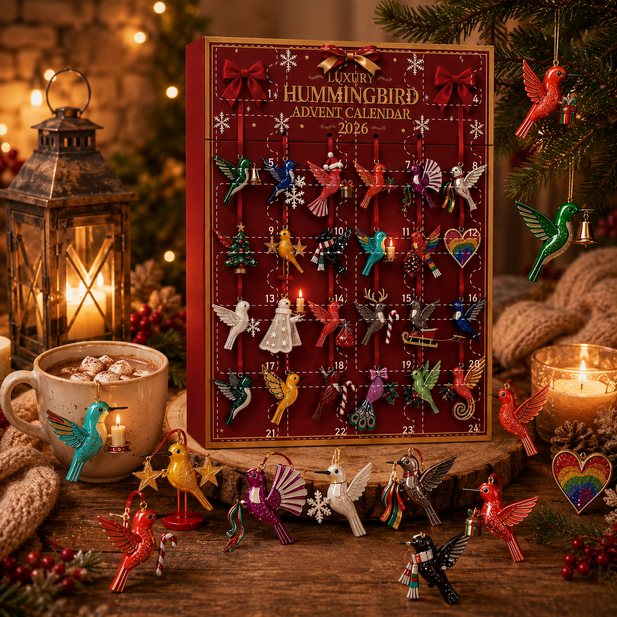 CHRISTMAS KICKOFF: 48% OFF – 2026 Luxury Hummingbird Advent Calendar – 24 Days of Jewel-Coloured Festive Bird Surprises, Acrylic Ornaments Blind Box – Gift for Bird & Garden Lovers