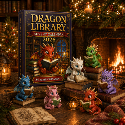 CHRISTMAS KICKOFF: 48% OFF – 2026 Dragon Library Advent Calendar – Unlock 24 Cosy Chapters of Baby Dragon Magic, Acrylic Ornaments Blind Box