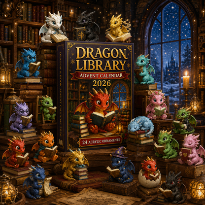 CHRISTMAS KICKOFF: 48% OFF – 2026 Dragon Library Advent Calendar – Unlock 24 Cosy Chapters of Baby Dragon Magic, Acrylic Ornaments Blind Box