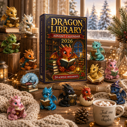 CHRISTMAS KICKOFF: 48% OFF – 2026 Dragon Library Advent Calendar – Unlock 24 Cosy Chapters of Baby Dragon Magic, Acrylic Ornaments Blind Box