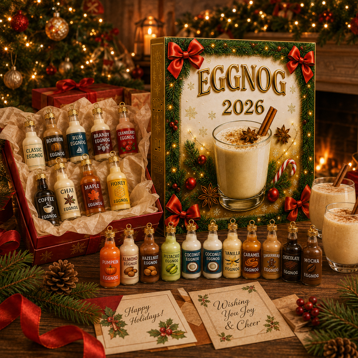 CHRISTMAS KICKOFF: 48% OFF – 2026 Eggnog Flavours Advent Calendar – 24 Days of Festive Bottle Surprises, Gift for Christmas Drink Lovers, Acrylic Ornaments Blind Box