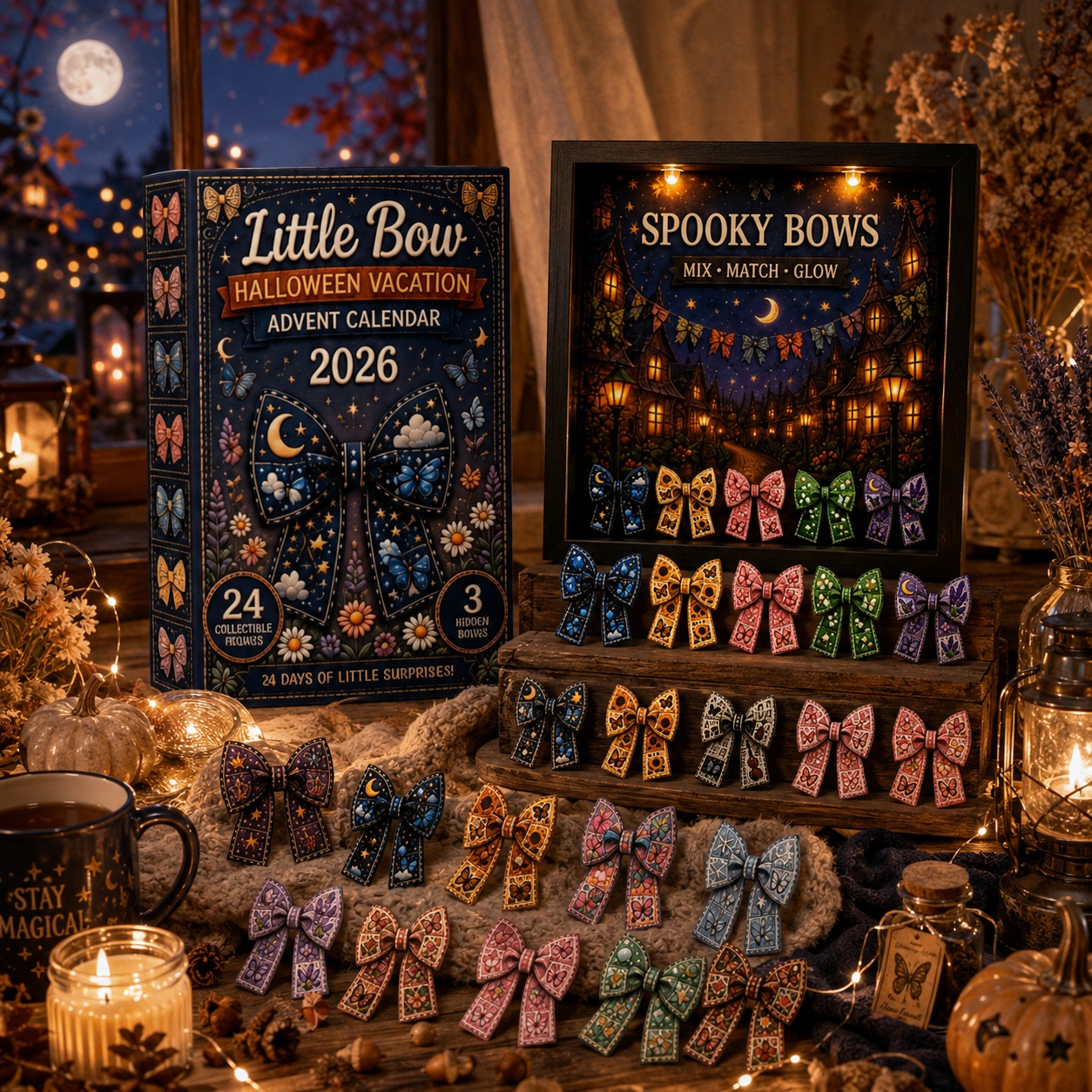 HALLOWEEN KICKOFF: 48% OFF – 2026 Little Bow Halloween Advent Calendar – 24 Days of Magical Bow Surprises, Spooky Acrylic Ornaments Blind Box