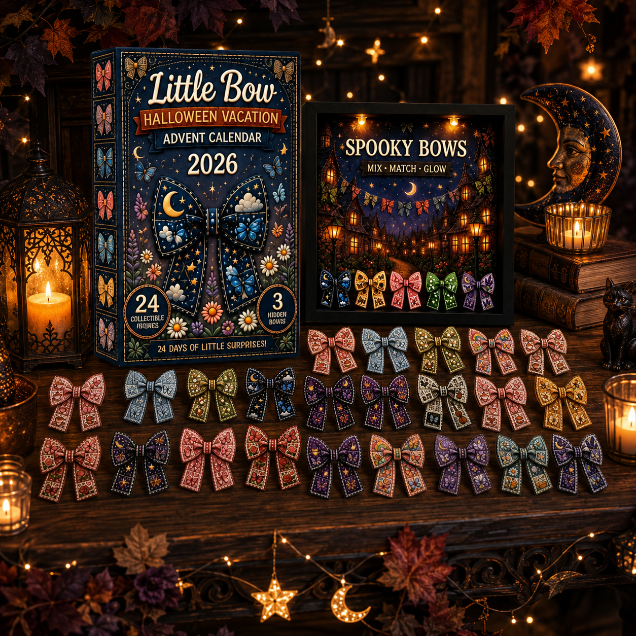 HALLOWEEN KICKOFF: 48% OFF – 2026 Little Bow Halloween Advent Calendar – 24 Days of Magical Bow Surprises, Spooky Acrylic Ornaments Blind Box