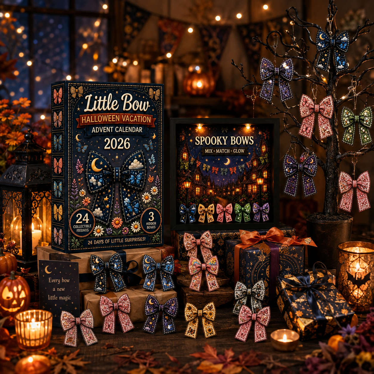 HALLOWEEN KICKOFF: 48% OFF – 2026 Little Bow Halloween Advent Calendar – 24 Days of Magical Bow Surprises, Spooky Acrylic Ornaments Blind Box