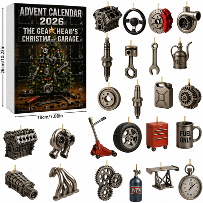 CHRISTMAS KICKOFF: 48% OFF – 2026 Gearhead’s Christmas Garage Advent Calendar – 24 Days of Automotive Parts Surprises, Acrylic Ornaments Blind Box – Gift for Car Lovers