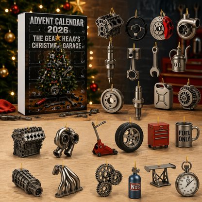 CHRISTMAS KICKOFF: 48% OFF – 2026 Gearhead’s Christmas Garage Advent Calendar – 24 Days of Automotive Parts Surprises, Acrylic Ornaments Blind Box – Gift for Car Lovers