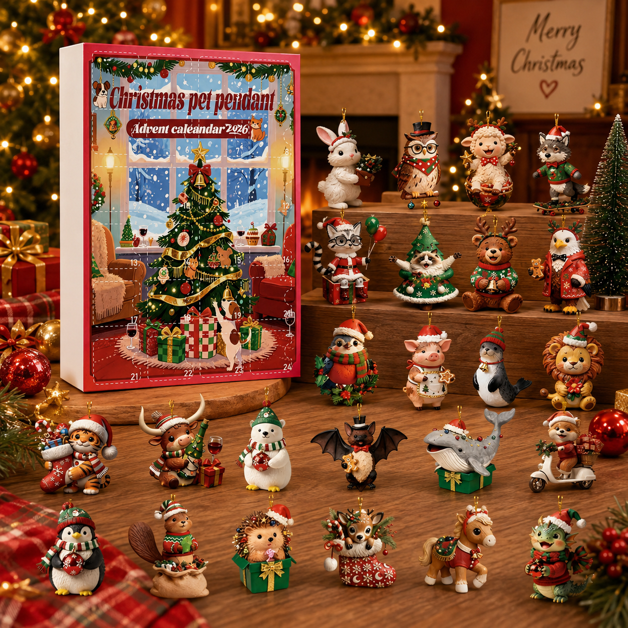 CHRISTMAS KICKOFF: 48% OFF – 2026 Christmas Pet Pendant Advent Calendar – 24 Days of Adorable Animal Surprises, Acrylic Ornaments Blind Box – Gift for Animal Lovers