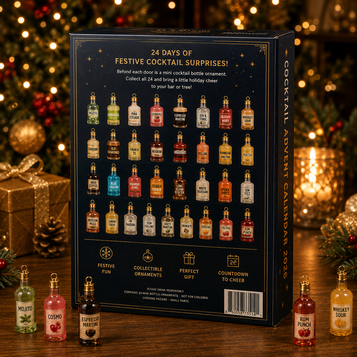 🍸 2026 Cocktail Cheers Advent Calendar – 24 Days of Mini Mixology Surprises 🎄