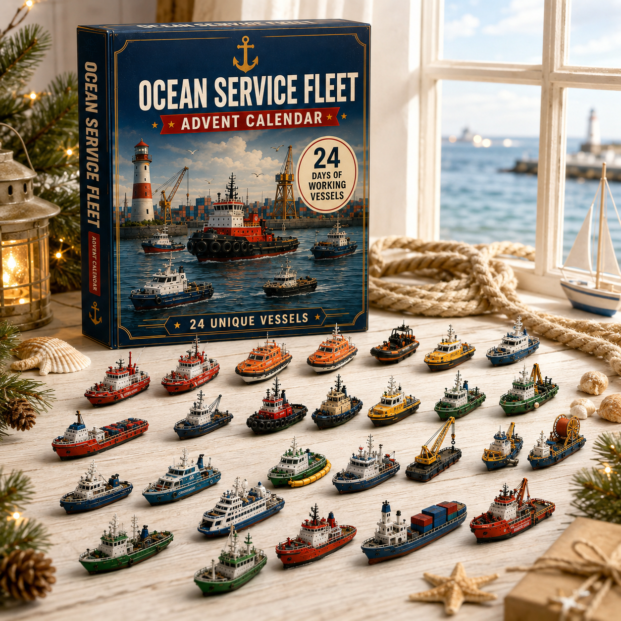 CHRISTMAS KICKOFF: 48% OFF – 2026 Ocean Service Fleet Advent Calendar – 24 Days of Maritime Mission Surprises, Ship Collectible Blind Box – Gift for Ocean Lovers