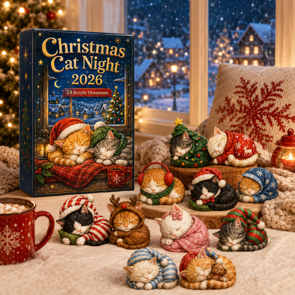 CHRISTMAS KICKOFF: 48% OFF – 2026 Cozy Cat Christmas Advent Calendar – 24 Tiny Sleeping Cat Charms, Heartwarming Holiday Gift for Cat Lovers
