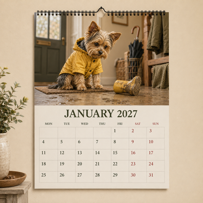 2027 Funny Yorkshire Terrier Wall Calendar | A4 Hanging Calendar-2
