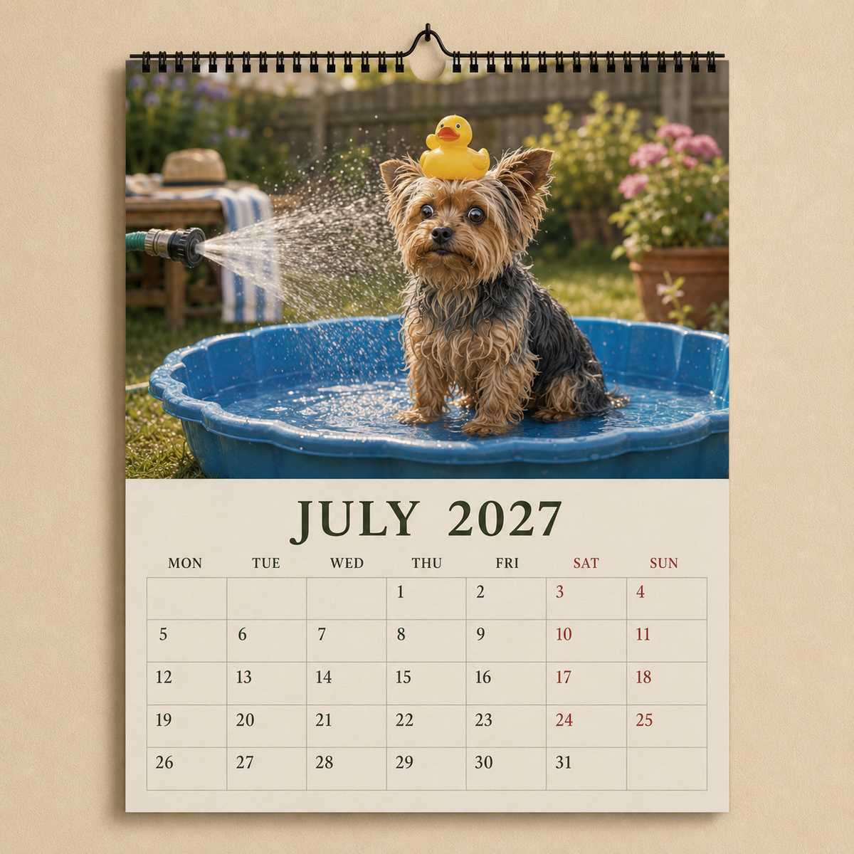 2027 Funny Yorkshire Terrier Wall Calendar | A4 Hanging Calendar-2