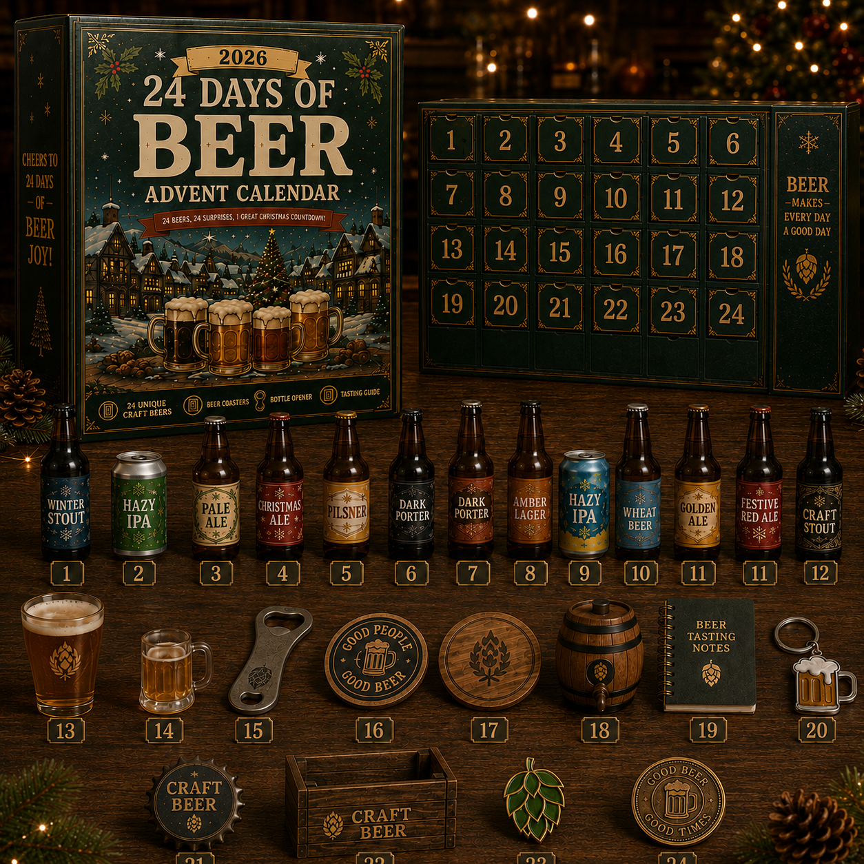 CHRISTMAS KICKOFF 49% OFF -🍺 2026 Craft Beer Adventure Advent Calendar – 24 Days of Beer Surprises 🎄