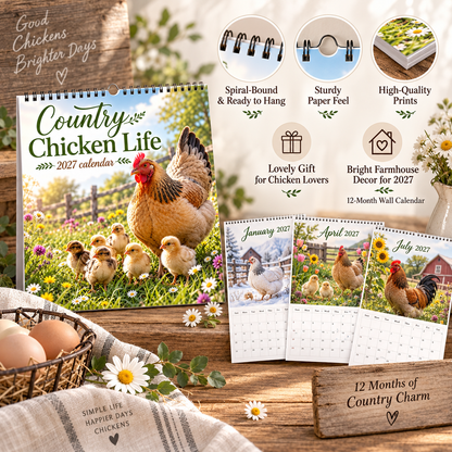 2027 Country Chicken Life Wall Calendar – 12 Months of Hens, Chicks & Countryside Charm