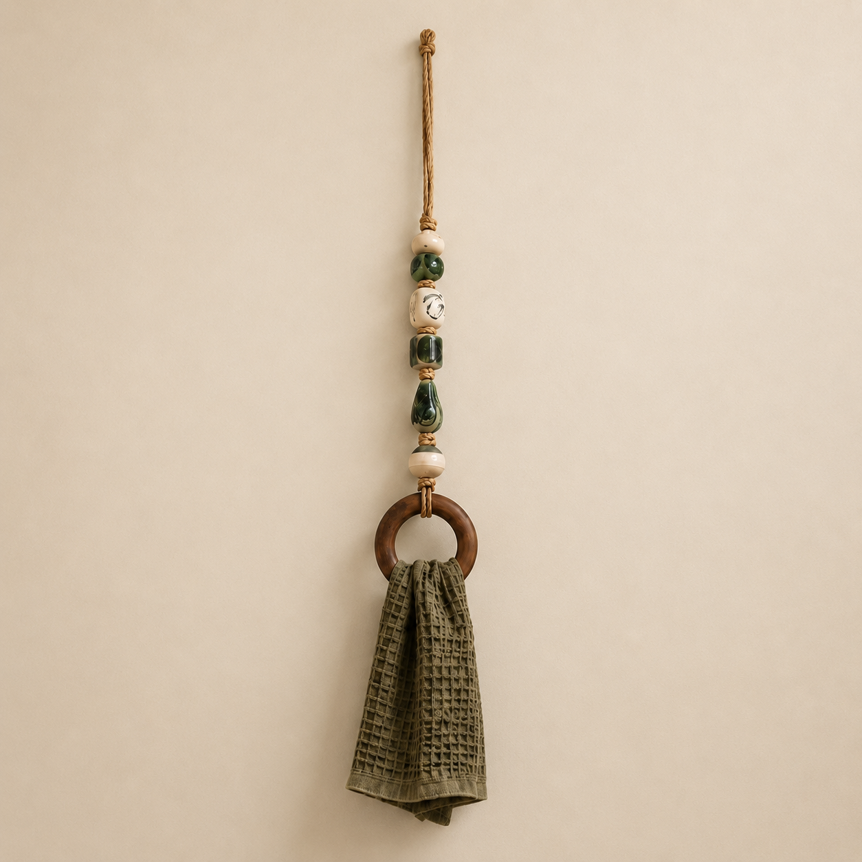 🔥HOT SALE 48% OFF🏡Decorative Beaded Towel Hanger with Wooden Ring