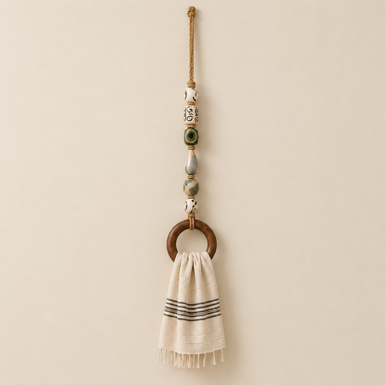 🔥HOT SALE 48% OFF🏡Decorative Beaded Towel Hanger with Wooden Ring