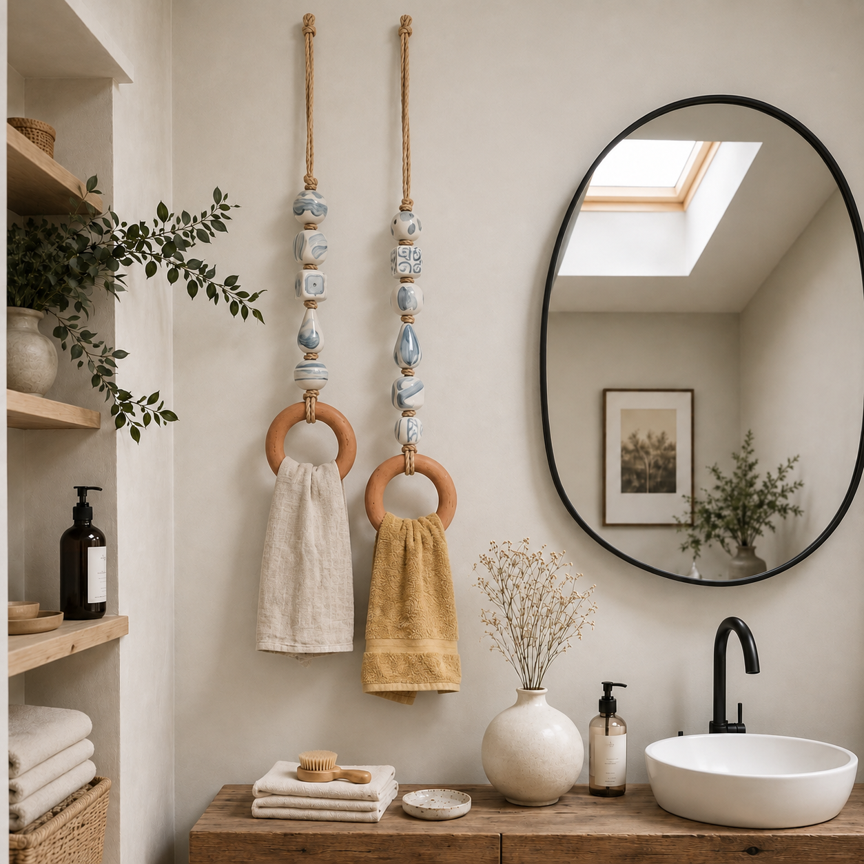 🔥HOT SALE 48% OFF🏡Decorative Beaded Towel Hanger with Wooden Ring
