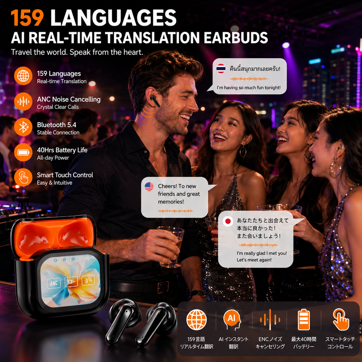 2026 New Bluetooth Wireless Noise-Canceling Translation Earbuds