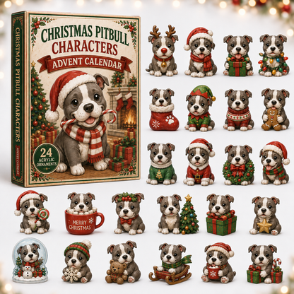 CHRISTMAS KICKOFF 40% OFF - Christmas Pitbull Characters Advent Calendar 2026 - 24-Day Festive Countdown, Acrylic Charms Blind Box - Gift For Pitbull Lovers