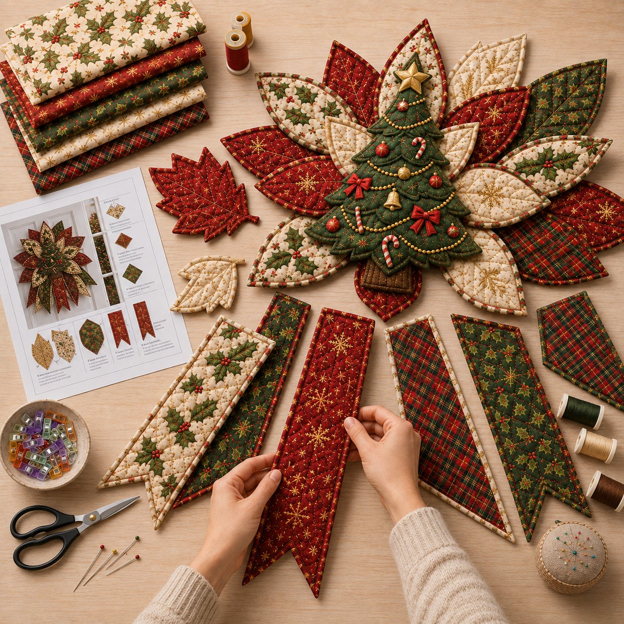 🎄Festive Quilted Christmas Door Hanging DIY Sewing Kit