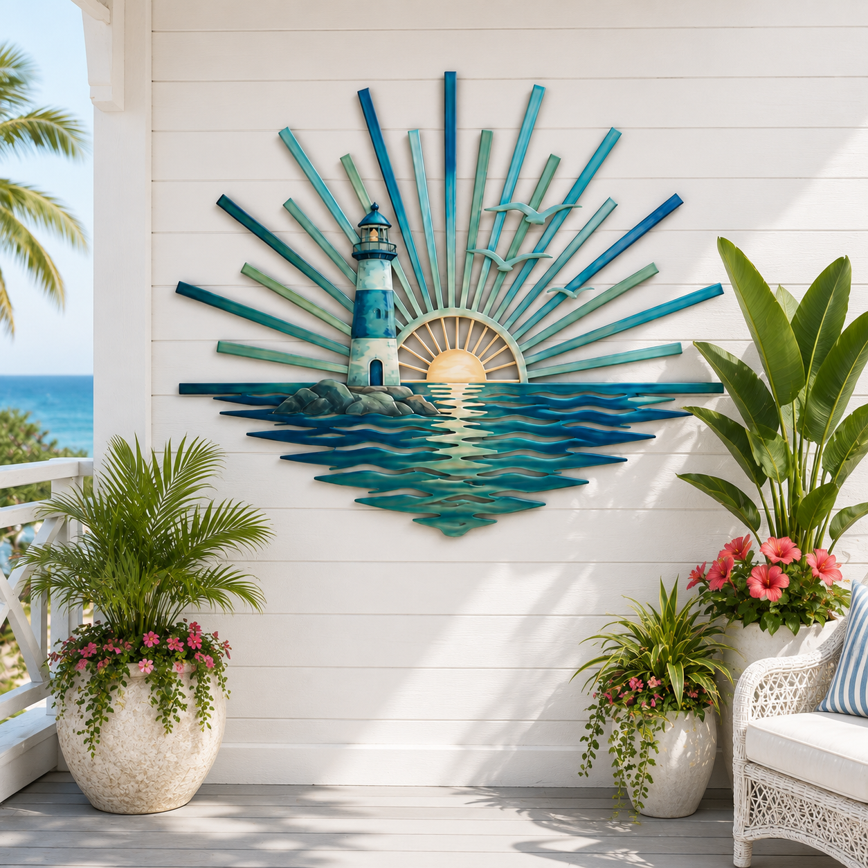 🌅 ‘Legend of the Sunset Tides’ Metal Wall Art – 🌊Vintage nautical-style metal wall art