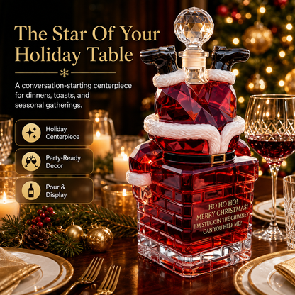 🎅 Santa Stuck in Chimney Decanter – Funny Holiday Whiskey Bottle 🥃