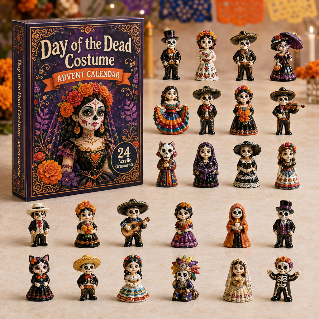 CHRISTMAS KICKOFF 49% OFF - 2026 Day of the Dead Costume Blind Box - 24‑Day Festive Countdown, Acrylic Ornaments Blind Box - Gift For Mexican Culture Lovers