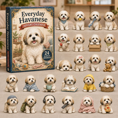 CHRISMAST KICKOFF 49% OFF - Everyday Havanese Advent Calendar 2026 - 24-Day Festive Countdown, Acrylic Charms Blind Box - Gift For Havanese Lovers