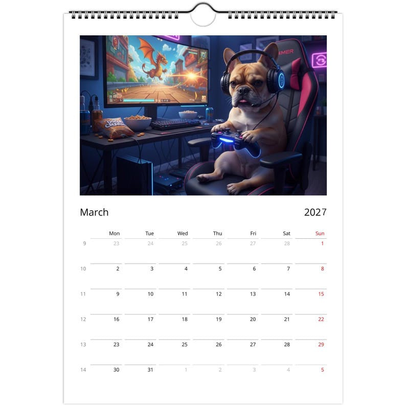 French bulldog Calendar 2027 - Daily Activities