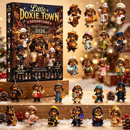 CHRISTMAS KICKOFF: 48% OFF – 2026 Little Doxie Town Advent Calendar – Meet 24 Charming Sausage Dog Townsfolk, Christmas Collectible Blind Box