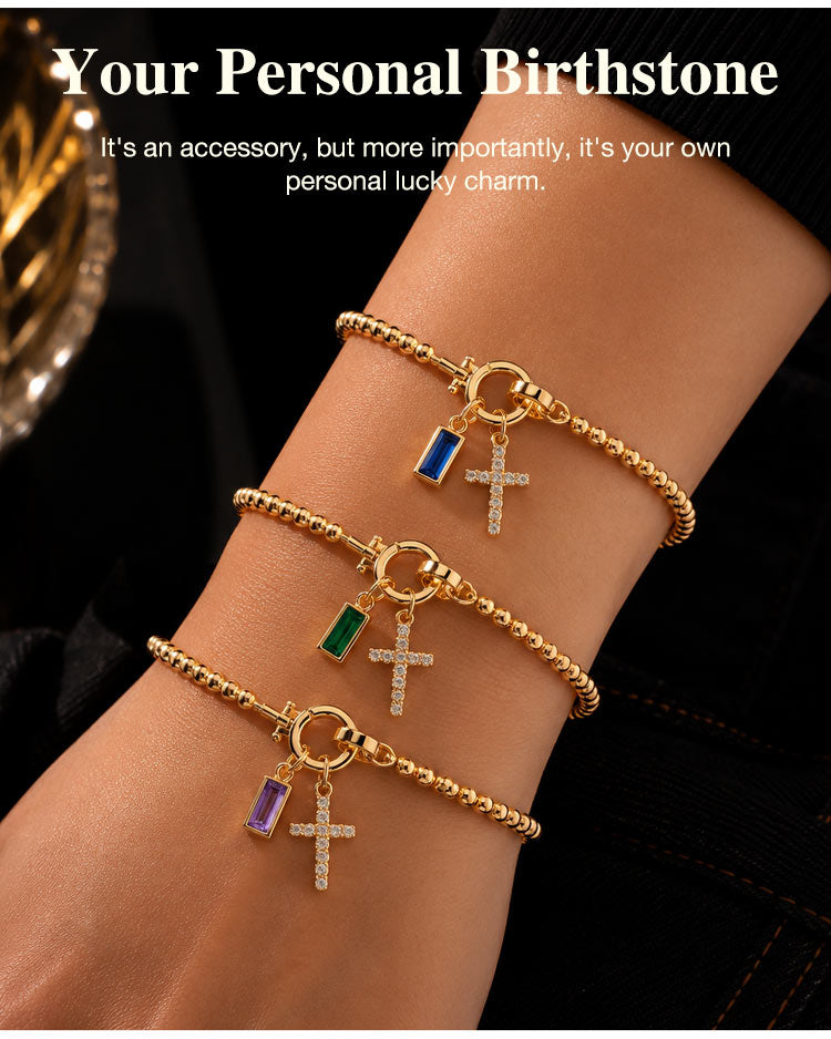 18K Gold Plated Beaded Stretch with Charm
