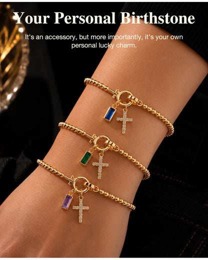 18K Gold Plated Beaded Stretch with Charm