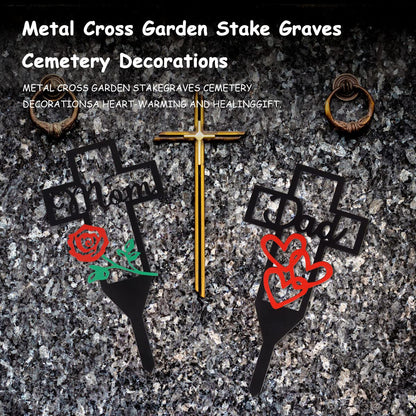 Metal cross garden pile cemetery decoration