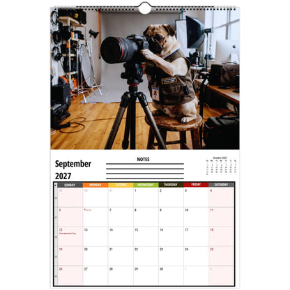 2027 Pugs Working Wall Calendar | Funny Working Pug Dog Monthly Hanging Calendar, 12 Unique Career Pug Illustrations, Home Office Decor, Pet Lover Gift